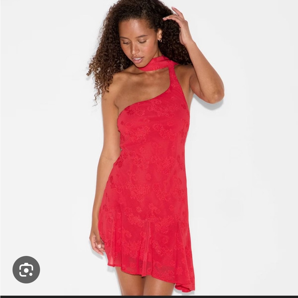 ⭐️ NEW Wild Fable Large Satin Like Red Asymmetrical Mini Dress